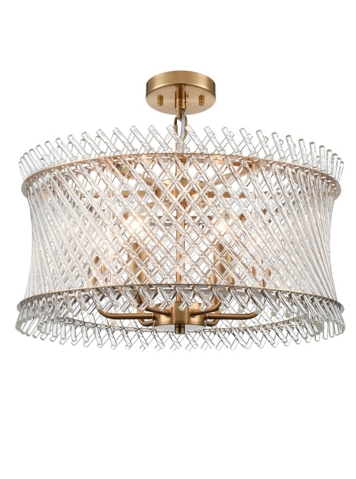 Franklite FL2511-6 Ethereal 6 Light Pendant/Flush Aged Brass