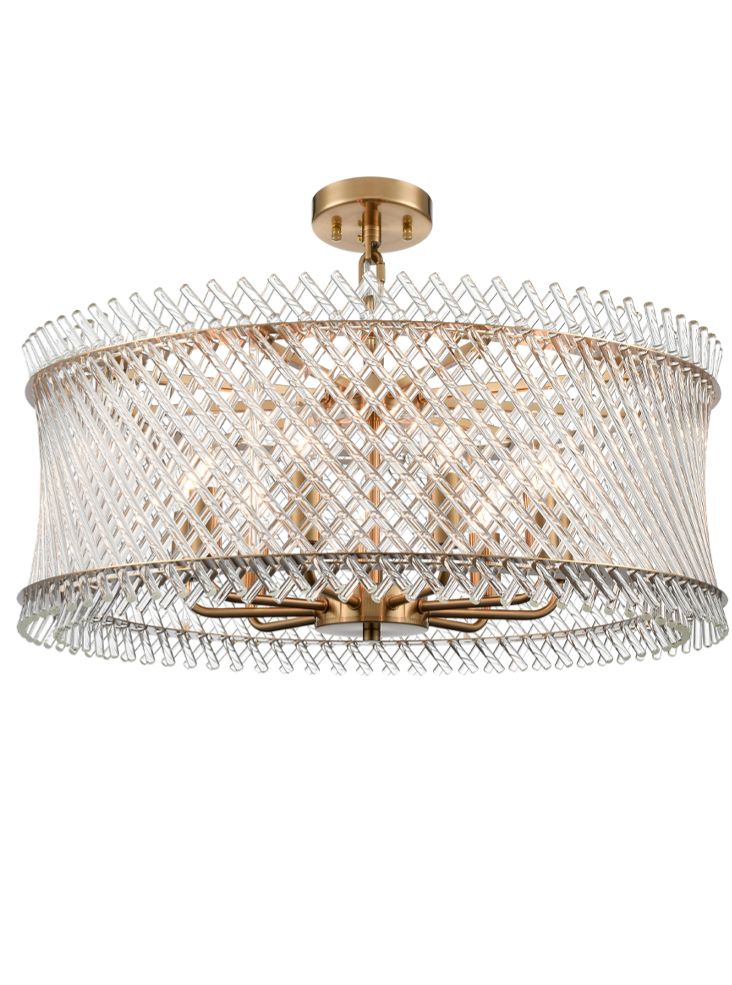 Franklite FL2511-9 Ethereal 9 Light Pendant/Flush Aged Brass
