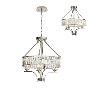 Diyas Vivienne Crystal 4 Light Pendant/Semi Flush
