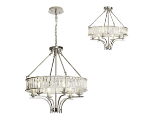 Diyas Vivienne 6 Light Crystal Pendant/Semi Flush