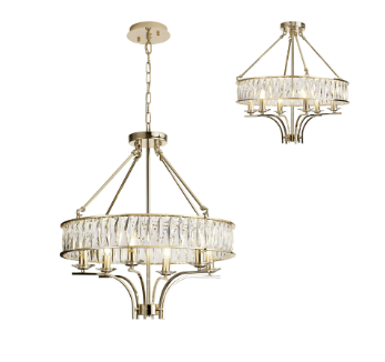 Diyas Vivienne 6 Light Crystal Pendant/Semi Flush