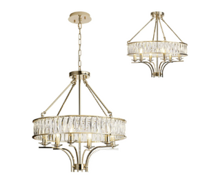 Diyas Vivienne 6 Light Crystal Pendant/Semi Flush