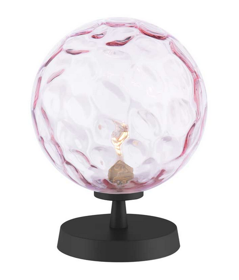 Kandinsky Touch Table Lamp Matt Black Pink Dimple Glass KANTLBLC/GALG013