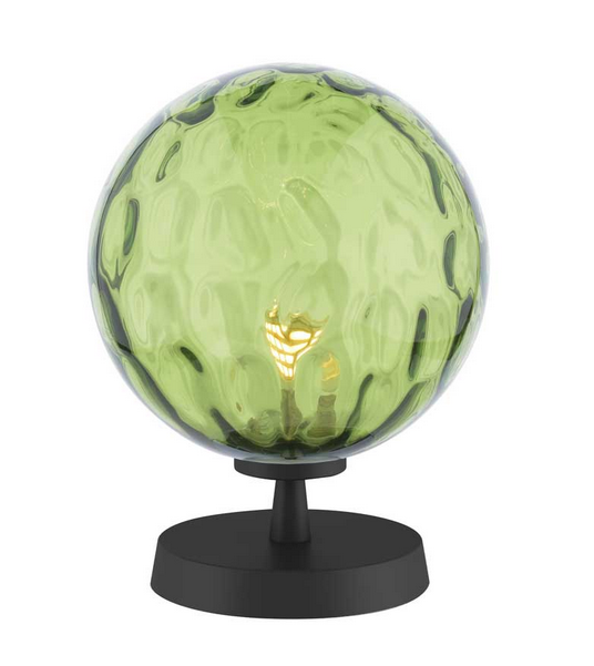 Kandinsky Touch Table Lamp Matt Black Green Dimple Glass KANTLBLC/GALG014