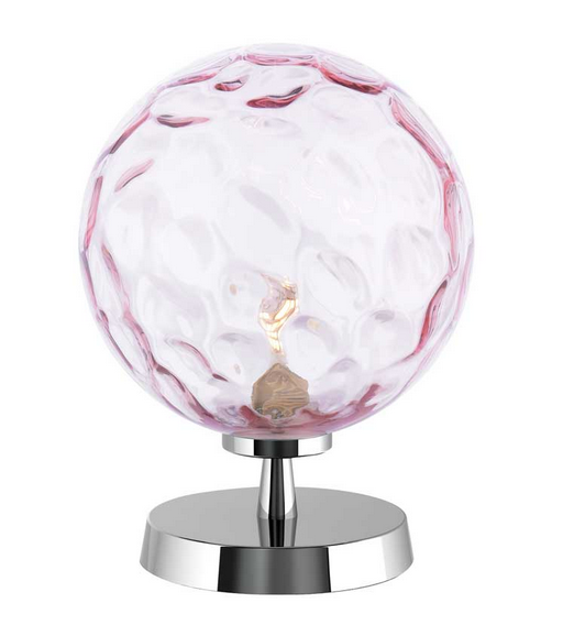 Kandinsky Touch Table Lamp Polished Chrome Pink Dimple Glass KANTLPC/GALG013