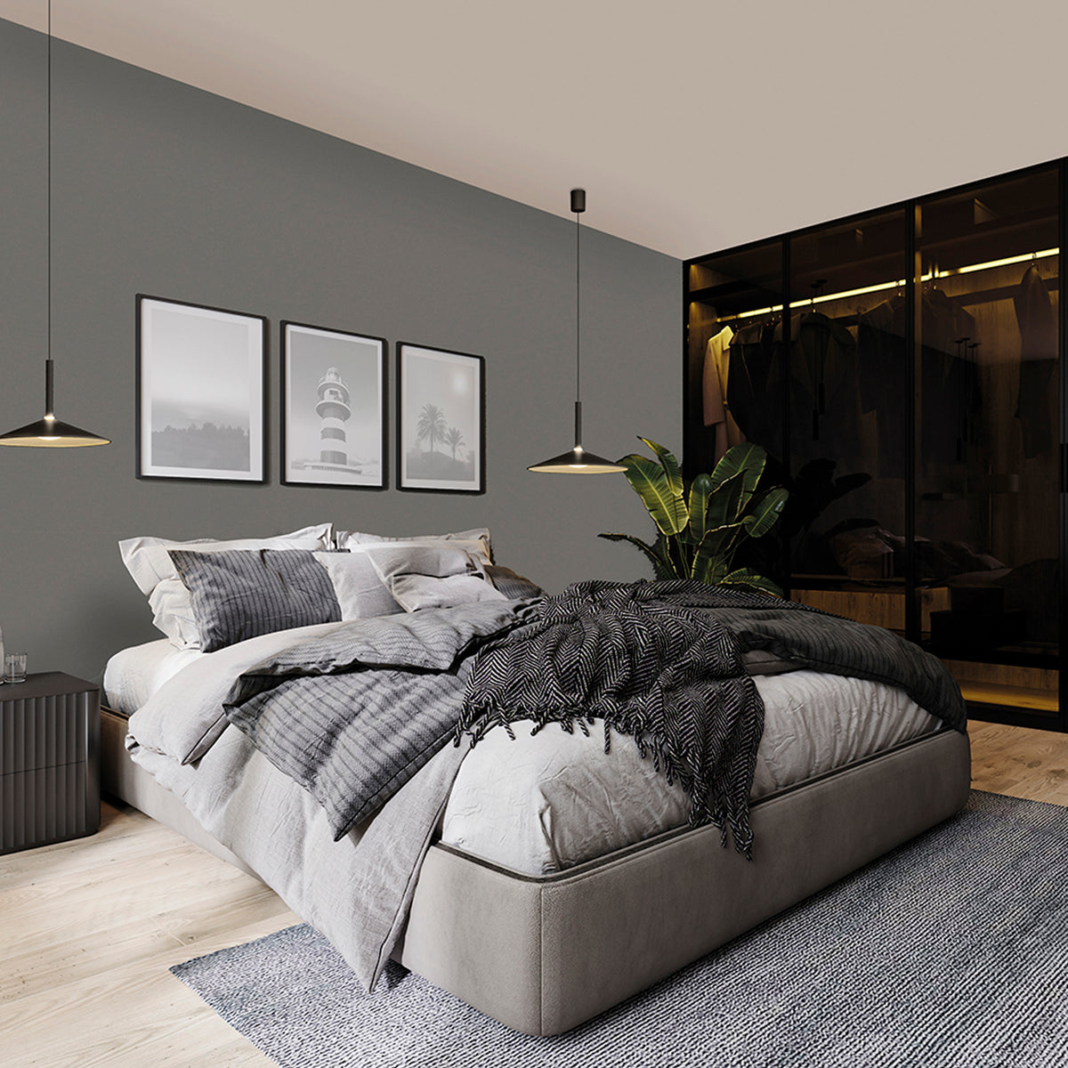 Calice M7891 48CM Rise And Fall Pendant Black