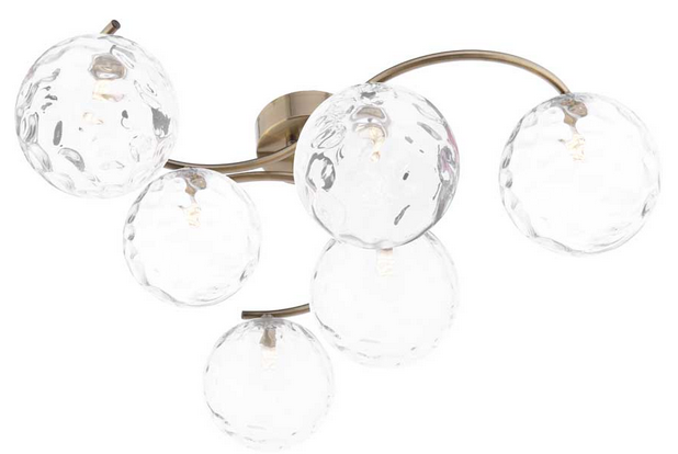 Matisse 6 Light Semi Flush Antique Brass Clear Dimple Glass MAT6AB/GALG012