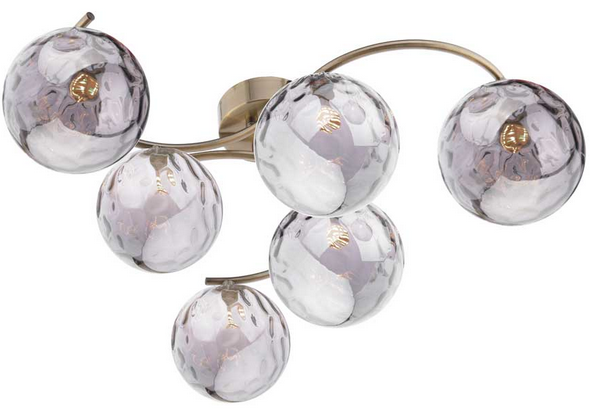 Matisse 6 Light Semi Flush Antique Brass Smoked Dimple Glass MAT6AB/GALG010