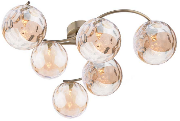 Matisse 6 Light Semi Flush Antique Brass Champagne Dimple Glass MAT6AB/GALG011