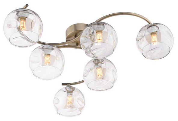 Matisse 6 Light Semi Flush Antique Brass Champagne Organic Glass MAT6AB/GALG016