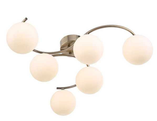 Matisse 6 Light Semi Flush Antique Brass Opal Glass MAT6AB/GALG02