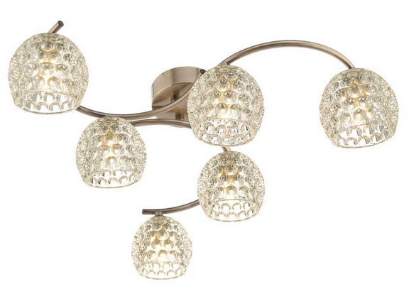 Matisse 6 Light Semi Flush Antique Brass Dimpled Open Glass MAT6AB/GALG06