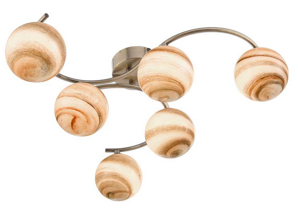 Matisse 6 Light Semi Flush Antique Brass Small Marble Glass MAT6AB/GALG07