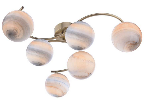 Matisse 6 Light Semi Flush Antique Brass Large Marble Glass MAT6AB/GALG07L