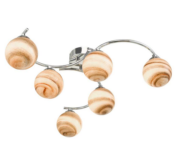 Matisse 6 Light Semi Flush Polished Chrome Small Marble Glass MAT6PC/GALG07