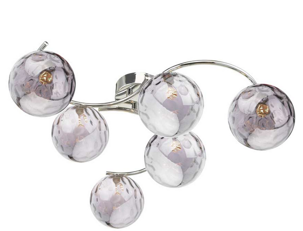 Matisse 6 Light Semi Flush Polished Chrome Smoked Dimple Glass MAT6PC/GALG010