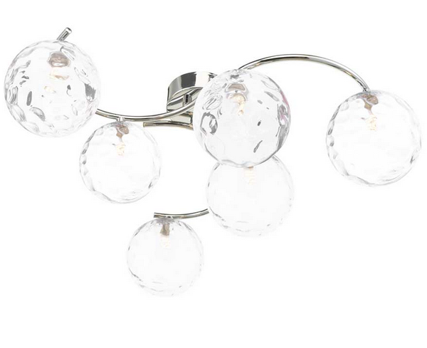 Matisse 6 Light Semi Flush Polished Chrome Clear Dimple Glass MAT6PC/GALG010