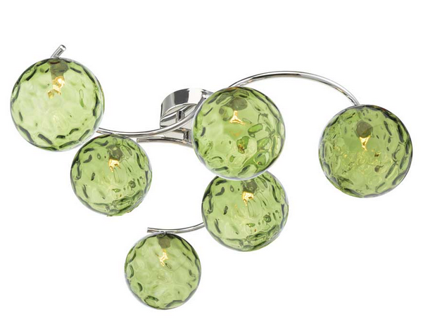 Matisse 6 Light Semi Flush Polished Chrome Green Dimple Glass MAT6PC/GALG013