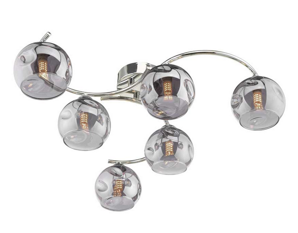 Matisse 6 Light Semi Flush Polished Chrome Smoked Organic Glass MAT6PC/GALG015