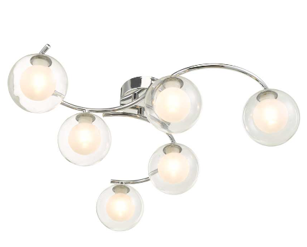 Matisse 6 Light Semi Flush Polished Chrome Clear and Opal Glass MAT6PC/GALG04