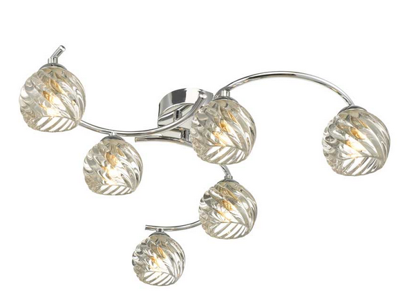 Matisse 6 Light Semi Flush Polished Chrome Twisted Open Glass MAT6PC/GALG05