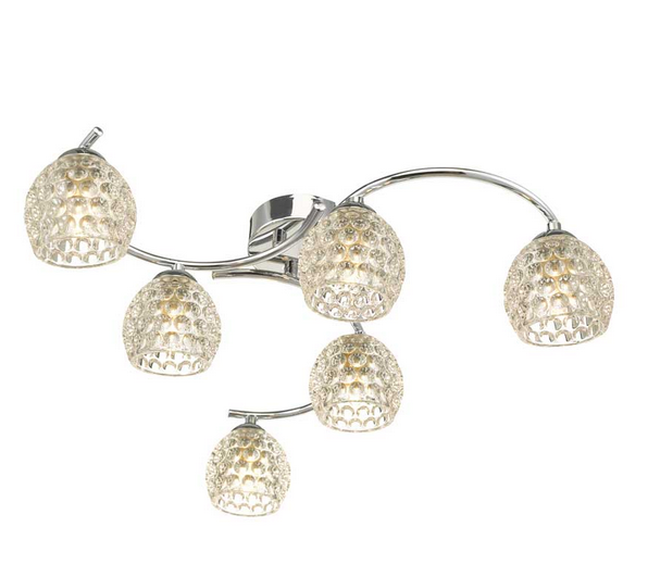 Matisse 6 Light Semi Flush Polished Chrome Dimpled Open Glass MAT6PC/GALG06