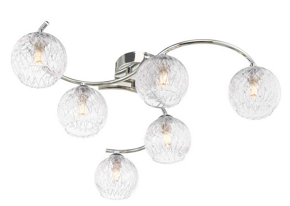 Matisse 6 Light Semi Flush Polished Chrome Clear Wire Glass MAT6PC/GALG09