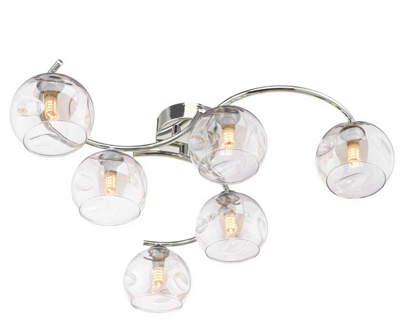 Matisse 6 Light Semi Flush Polished Chrome Champagne Organic Glass MAT6PC/GALG015