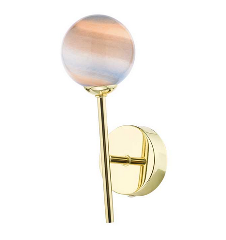 Picasso Wall Light Polished Gold Small Planet Style Glass PICWGD/GALG07