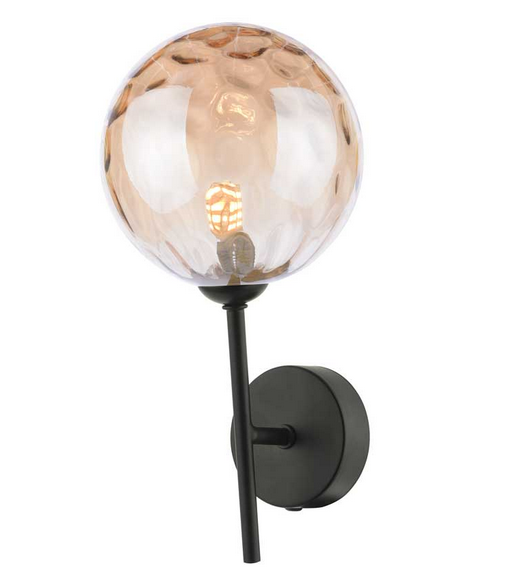 Picasso Wall Light Matt Black Champagne Dimpled Glass PICWBLC/GALG011