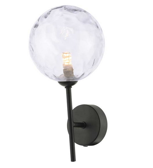 Picasso Wall Light Matt Black Clear Dimpled Glass PICWBLC/GALG012