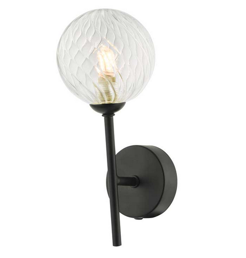 Picasso Wall Light Matt Black Twisted Glass PICWBLC/GALG03