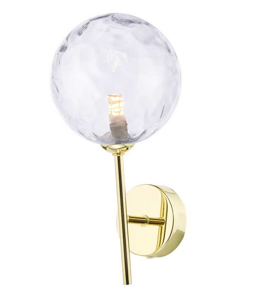 Picasso Wall Light Polished Gold Clear Dimple Glass PICWGD/GALG012