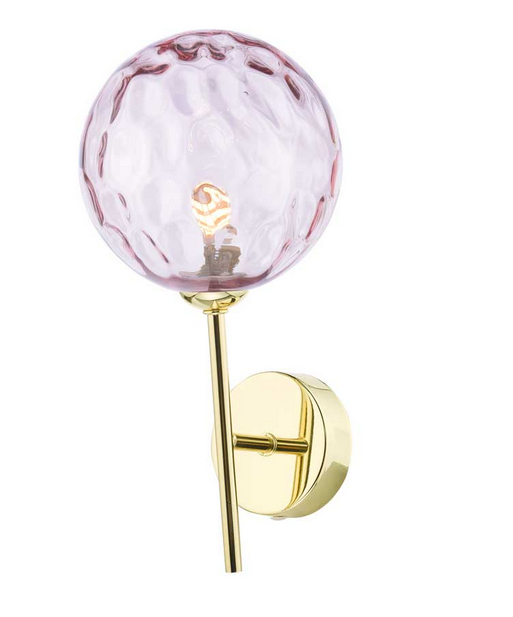 Picasso Wall Light Polished Gold Pink Dimple Glass PICWGD/GALG013