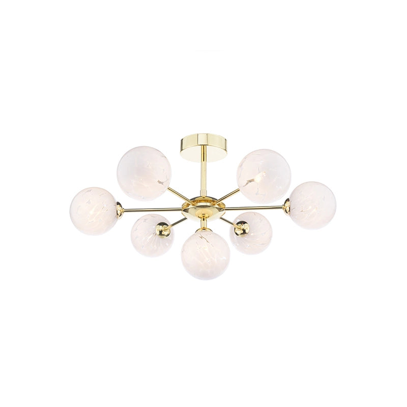 Picasso 7 light Semi Flush Polished Gold Opal Glass PIC7GD/GALG02