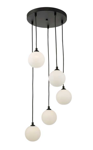 Rembrandt 5 Light Cluster Pendant Matt Black Opal Glass REMBLC/GALG02