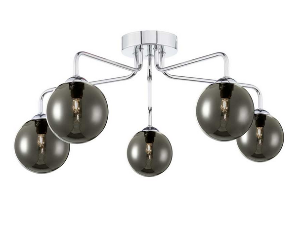 Rubens 5 Light Semi Flush Polished Chrome Smoked Glass RUB35PC/GALG01