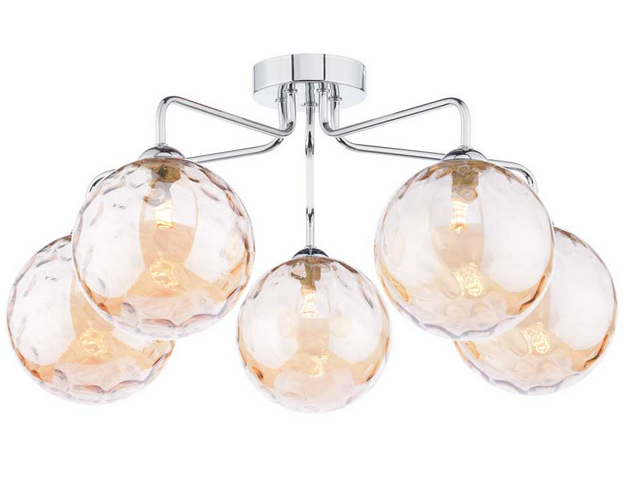 Rubens 5 Light Semi Flush Polished Chrome Champagne Dimple Glass RUB5PC/GALG011