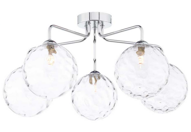 Rubens 5 Light Semi Flush Polished Chrome Clear Dimple Glass RUB5PC/GALG012