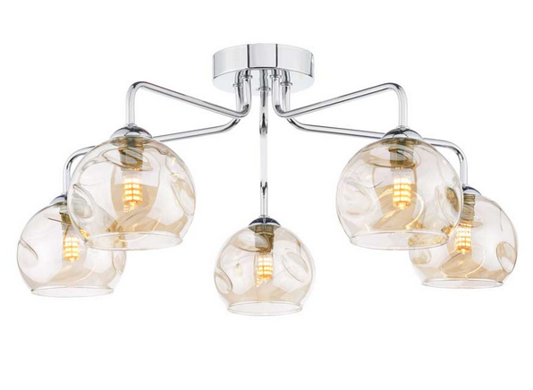 Rubens 5 Light Semi Flush Polished Chrome Champagne Organic Glass RUB5PC/GALG016