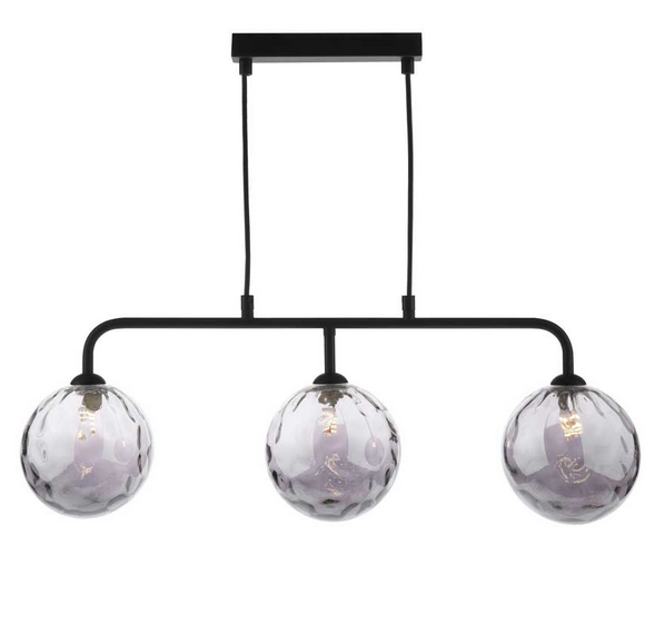 Rubens 3 Light Bar Pendant Matt Black Smoked Dimple Glass RUBBPBLC/GALG010