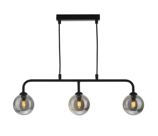 Rubens 3 Light Bar Pendant Matt Black Smoked Glass RUBBPBLC/GALG01
