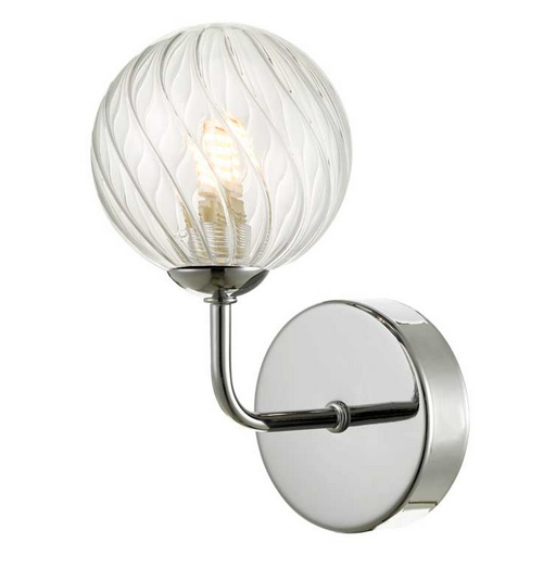 Rubens Wall Light Polished Chrome Twisted Glass RUBWPC/GALG03