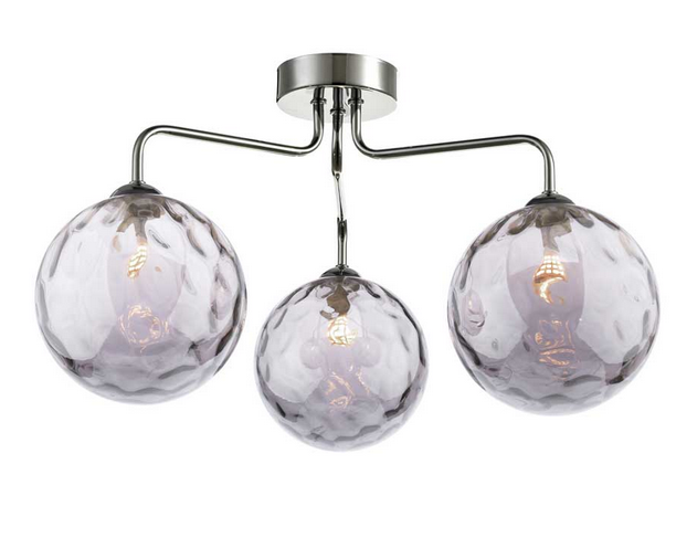 Rubens 3 Light Semi Flush Polished Chrome Smoked Dimple Glass RUB3PC/GALG010