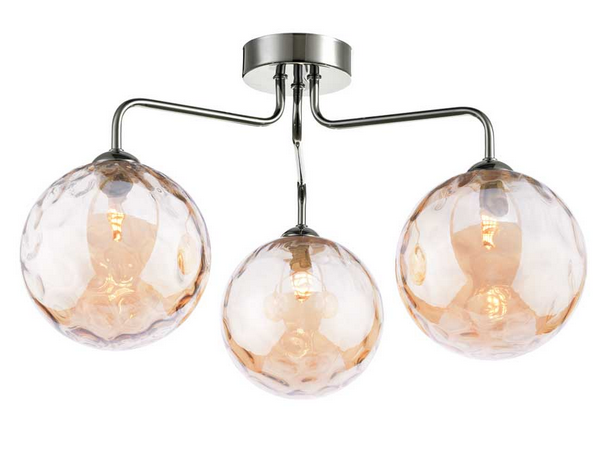 Rubens 3 Light Semi Flush Polished Chrome Champagne Dimple Glass RUB3PC/GALG011