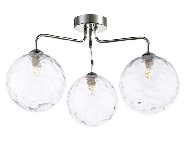Rubens 3 Light Semi Flush Polished Chrome Clear Dimple Glass RUB3PC/GALG012