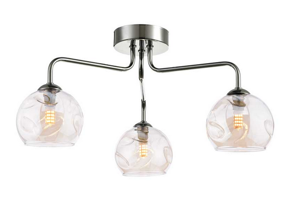 Rubens 3 Light Semi Flush Polished Chrome Champagne Organic Glass RUB3PC/GALG016