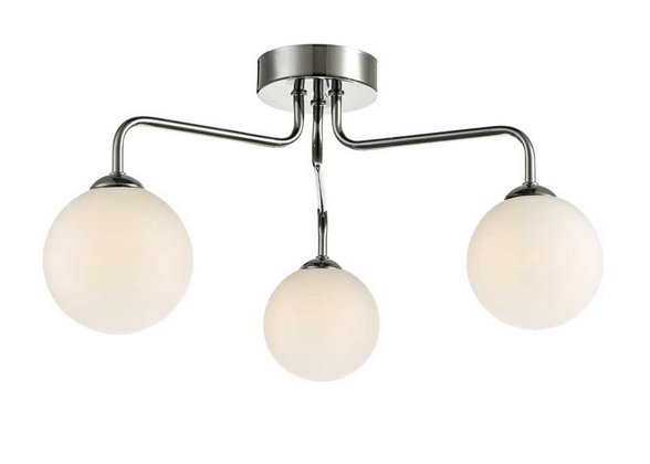 Rubens 3 Light Semi Flush Polished Chrome Opal Glass RUB3PC/GALG02