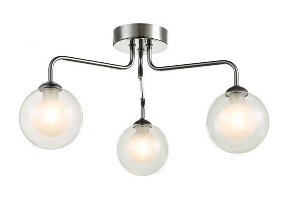 Rubens 3 Light Semi Flush Polished Chrome Clear and Opal Glass RUB3PC/GALG04