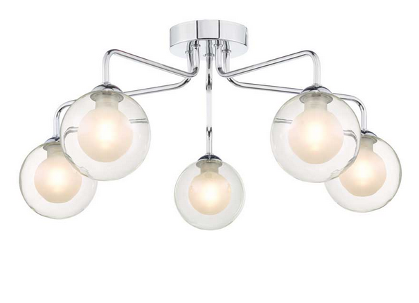 Rubens 5 Light Semi Flush Polished Chrome Clear and Opal Glass RUB5PC/GALG04